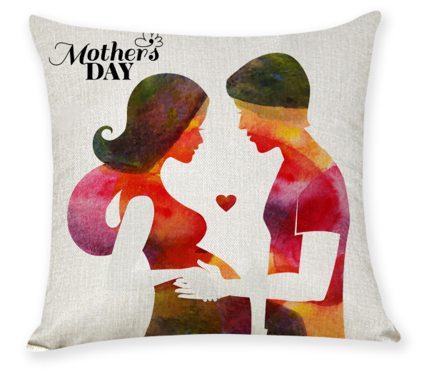 Mother's Day Linen Throw Pillowcase for Sofa (17.7in)