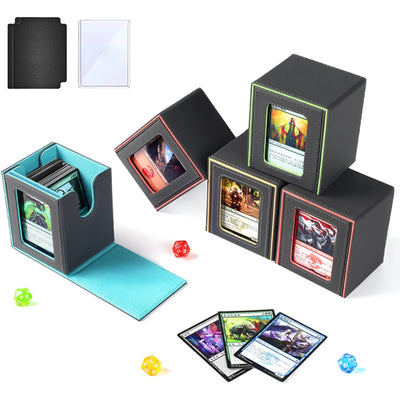Deck Box with Commander Window Display Trading Card Storage Box Hold 100+ Double-Sleeved Cards for MTG TCG CCG Magic Sport Cards