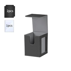 Card Deck Box with Display Window Trading Card Storage Box Fit 100 + Double Sleeved MTG Card Magnetic PU Leather Card Deck Case
