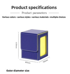 Card Deck Box with Display Window Trading Card Storage Box Fit 100 + Double Sleeved MTG Card Magnetic PU Leather Card Deck Case