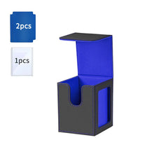 Card Deck Box with Display Window Trading Card Storage Box Fit 100 + Double Sleeved MTG Card Magnetic PU Leather Card Deck Case