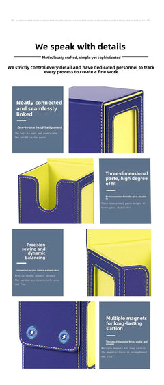 Card Deck Box with Display Window Trading Card Storage Box Fit 100 + Double Sleeved MTG Card Magnetic PU Leather Card Deck Case