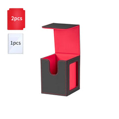 Card Deck Box with Display Window Trading Card Storage Box Fit 100 + Double Sleeved MTG Card Magnetic PU Leather Card Deck Case