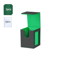 Card Deck Box with Display Window Trading Card Storage Box Fit 100 + Double Sleeved MTG Card Magnetic PU Leather Card Deck Case