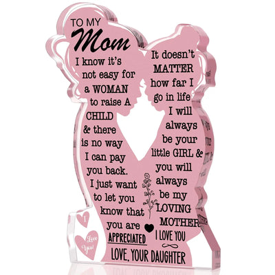 2025 Mother's Day Gift Acrylic Plaque Sign Mom Gifts Mothers Day Gifts from Daughter Mom Birthday  I Love Mom Best Mom Ever Gift
