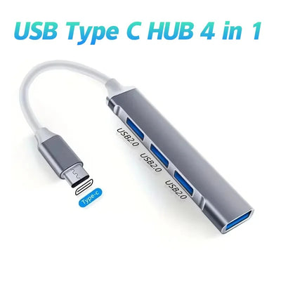 4 In 1 Type C Hub Type C 4 Port Multi Splitter Adapter OTG Expansion Dock For Xiaomi Lenovo Macbook Laptops Computer Accessories