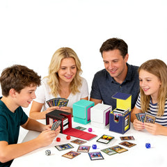 Card Deck Box with Display Window Trading Card Storage Box Fit 100 + Double Sleeved MTG Card Magnetic PU Leather Card Deck Case