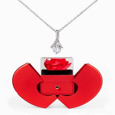 Alluring beauty necklace with red heart box