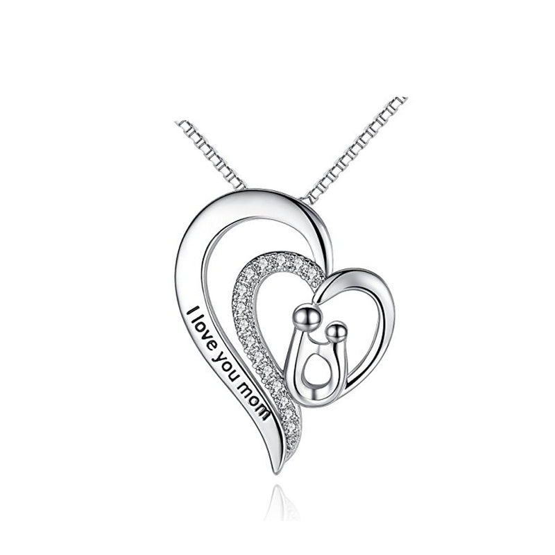 S925 Silver Minimalist Heart Necklace for Mother's Day